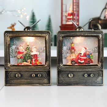 Коледна украса музикална кутия сняг водна топка светлини Коледа ретро телевизионни орнаменти Коледни подаръци
