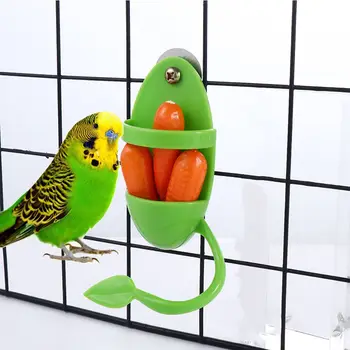 Conure Finches Pet Plastic with Standing Rack Hanging Food Food Container Parrot Feeder Fruit Vegetable Holder Bird Supplies