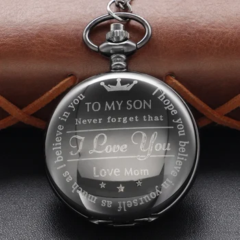 I Love Your Series Love Mom Steampunk реколта кварцов джобен часовник с Fob верига дамски часовник висулка огърлица мъжки подарък