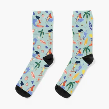 Сърф Момиче синьо Чорапи зимни подаръци готино Дамски чорапи Мъжки