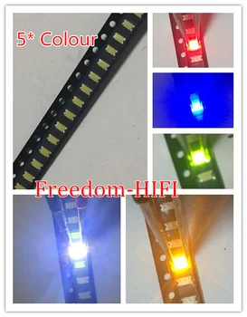 (500 броя/партида) 1206 SMD бял червен син зелен жълт 100pcs всеки супер ярък 1206 SMD LED диоди пакет комплект 3.2 * 1.6 * 0.8MM