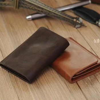 Свинска скоба портфейл закопчалка затвори мини чантата мъже бизнес Billetera Hombre естествена кожа реколта дизайн джоб чанта