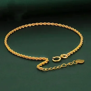 Автентичен истински 18K злато AU750 усукана гривна изящен деликатен подарък класически подарък за жени регулируеми фини бижута SC1007