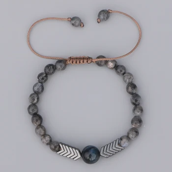 EDOTHALIA Fashion Black Labradorite Bead Bracelet Men Jewelry Tiger Eye Boho Friendship Handmade Bracelet