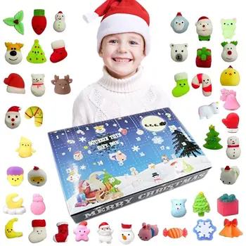 Детски адвентен календар 24-дневно обратно броене Creative Squeeze Toy Gift Box Празничен календар за обратно броене с Дядо Коледа Елк стрес