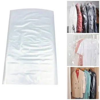  50pcs / Lot пластмасова прозрачна прахова обвивка дреха от дрехи Висяща джобна чанта за съхранение Гардероб висящи дрехи