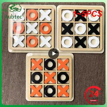 1~5PCS Дървена Tic TAC Toe Настолна игра Свободно време Интелигентни семейни игри Забавни игри на маса Родител-дете Xoxo шах Ox шах