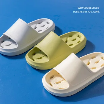 Лято Мъже Душ пързалки Обувки за баня Течащи нехлъзгащи се вътрешни домашни дебели долни чехли Дамски бързосъхнещи обувки