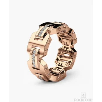 Нов творчески посребрен диамантен пръстен розово злато ангажимент за мъже и жени в Европа Америка