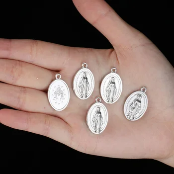 Diyalo 10Pcs Дева Мария на чудотворната медал висулки католическа Дева Мария сексапил DIY вземане на колие орнаменти бижута аксесоари