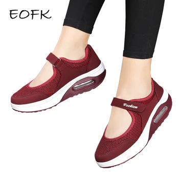 EOFK Дамски плоски обувки Air Mesh ежедневни обувки Дами Мери Джейнс Удобни възрастни Жени