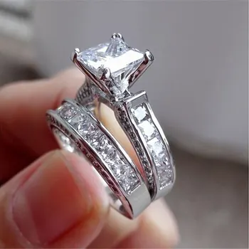 кубичен циркон двойка сватбени пръстени за жени мъже пръстени от неръждаема стомана 2023 мода сребрист бижута подарък