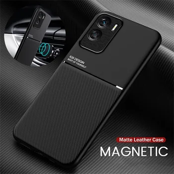За HonorX50i случай кожена текстура кола магнитен държач телефон капак за Honar чест X50i X50 i X 50i мека рамка удароустойчив кок