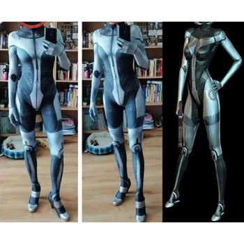 Хелоуин Възрастни Женски Mass Effect Косплей костюми Супергерой Zentai костюм Боди Детски парти Гащеризони