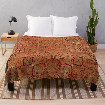 17-ти век кадифе и копринен килим печат хвърлят одеяло дизайнер одеяла луксозни сгъсти одеяло меки каре