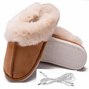 1 чифт плюшени отоплителни обувки USB електрическо отопление крак горещо отопляеми обувки зимни удобни плюшени затоплящи крака отопляем чехъл