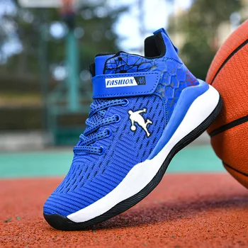 Детски баскетболни обувки Нов стил момчета Спортни треньори за момичета Студентска мода Mesh Дишащи маратонки за бягане Детски обувки