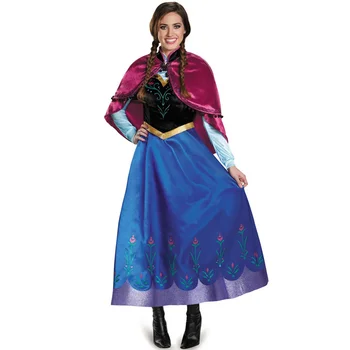 Хелоуин принцеса Анна косплей костюм рокля нос облекло възрастни жени лед кралица Arendelle Анна принцеса Елза косплей фантазия рокля