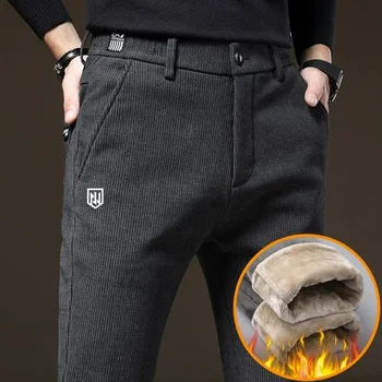 Голф панталони Носете мъжки висококачествени зимни Villus Thicken Поддържайте топло облекло Еластичност на товара Ежедневни панталони Мъж голф облекло