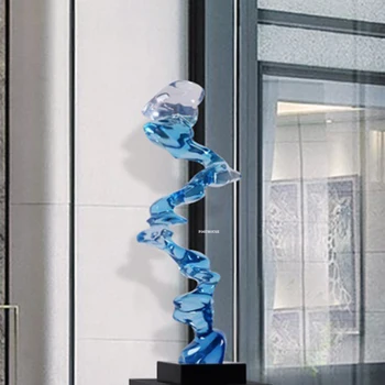 Прозрачна смола скулптура домакинство хол вход скулптури светлина луксозно изкуство дизайн статуи декоративни орнаменти