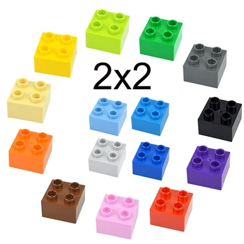 10Pcs 2X2 голям размер цветни градивни блокове големи фигури 2 * 2 точка дебели тухли образователни творчески детски играчки съвместими дуплои
