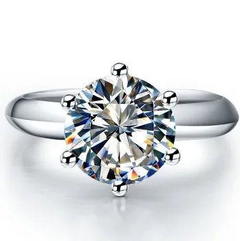2 Carat Real Moissanite годежен пръстен чист 14K бяло злато обещание сватба годишнина бижута