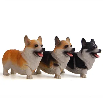 Уелски Corgi куче модел действие фигура Corgi симулация животински фигурка колекция миниатюри детски играчки за деца подаръци