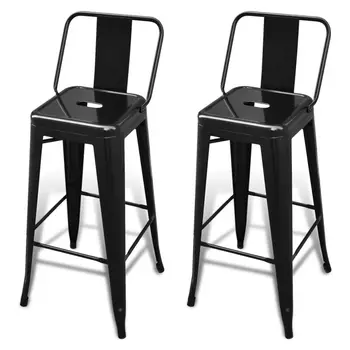 Висококачествени бар столове 2 бр. Черна стомана 43 x 43 x 101 cm Черна бар ъглова маса 100x50x105 см