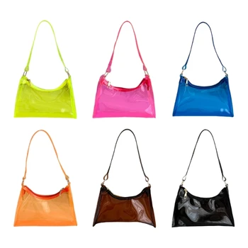 2023 Нови дамски чанти All-съвпадение половин месец чанта мода желе рамо чанта корейски стил голяма пазарска чанта PVC прозрачен подмишниците