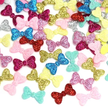Glitter Bowknots Patches Mini Cute Bows Patches for Hair Clip Headwear Padded Felt Appliqued Hair Accessories Jewellery Making