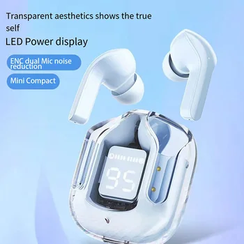 Нова безжична Bluetooth слушалка Прозрачни ENC слушалки LED мощност цифров дисплей стерео звук за Air39 31 спортни слушалки