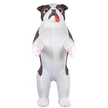 2024 Бял мопс куче надуваем костюм косплей смешно въздух взриви Шар Пей костюм Парти костюм фантазия рокля прекрасна плюшена кукла
