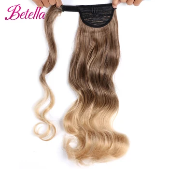 Бетела Дълга права обвивка около клип в конска опашка коса разширение топлоустойчив синтетичен пони опашка фалшива коса