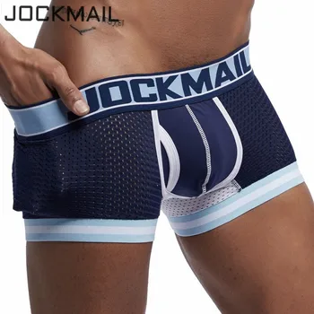 JOCKMAIL марка бельо мъже боксер окото U торбичка секси долни гащи Cueca боксер мъже памучни панталони Cueca Masculina гей мъжки гащи
