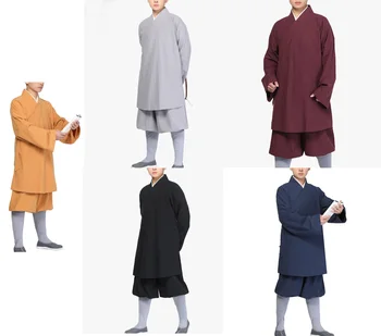 унисекс100% памук Пролет &Есен шаолин монаси кунг-фу костюми лохан Архат облекло дзен буда костюми лежат медитация униформи черен