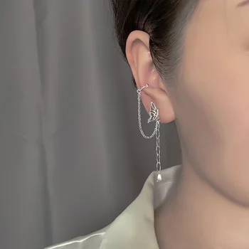 Пискюл ухо шипове геометрични дълга верига снаждане щипка за уши Earringskorean мода