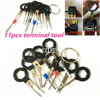  11pcs / партида Car Plug Circuit Board Wire Harness Terminal Pick Connector Кримпване ПИН инструменти