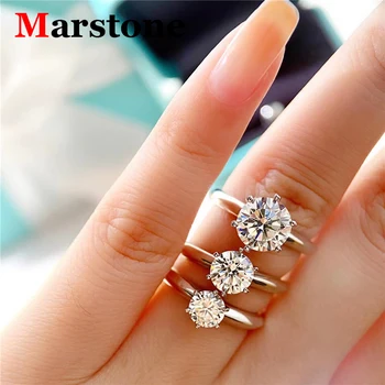 D цвят Moissanite класически дамски пръстен 925 стерлинги посребрени 18k Moissanite диамантени сватбени пръстени за жени