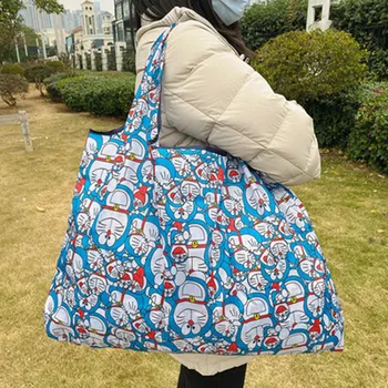 Doraemon сгъваема пазарска чанта найлон сгъваема еко чанта момче момиче чанта голяма пазарска чанта мода съхранение чанта рамо чанта