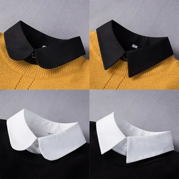 черно бяло фалшива яка за жени риза пуловер подвижна яка фалшива яка ревера блуза върховете изкуствена col врата Nep Kraagje