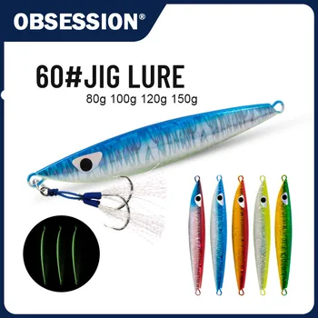 OBSESSION Jigs 80g 100g 120g 150g Deep Sea Metal Jig Fishing Jigbait Spoon Baits Jig Lure Pencil Бързо потъващи риболовни принадлежности