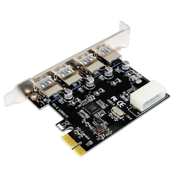 1 Комплект професионални 4 порта PCI-E към USB 3.0 HUB PCI Express адаптер за разширителна карта 5 Gbps скорост за работния плот
