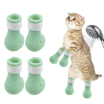 Анти-надраскване нарязани нокти баня ухапване измиване котка крака комплект измиване анти-надраскване лапа протектор ботуши обувки за баня домашни любимци доставки Anti-Scr
