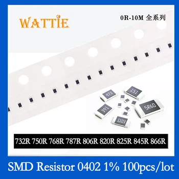 SMD резистор 0402 1% 732R 750R 768R 787R 806R 820R 825R 845R 866R 100PCS / партида чип резистори 1 / 16W 1.0mm * 0.5mm