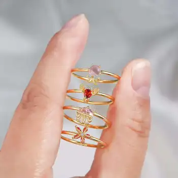 европейски и американски стил 18K златен цвят цирконий ново сладко момиче пръст малък животински пръстен