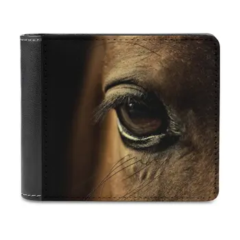 Brown Horse-Eye-Beautiful Фотография на коне Меки мъжки портфейли Нови притежатели на кредитни карти за мъжки портмонета Мъжки портфейл Кон