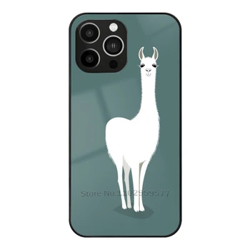 Стояща лама #7 Стъклен калъф за Iphone 14 13 Pro 11 12 7 8 Plus Xr X Xs Max 6S 5S закалено телефон капак портрет Llama Llamas