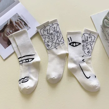 Обезкостени шевове, абстрактна личност, креативни мъжки и дамски чорапи със средна дължина, европейски и американски улични памучни чорапи