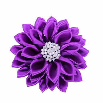 Нови стилове твърди сатен лилаво виолетово делта корсаж ПИН панделка цвете брошка бижута