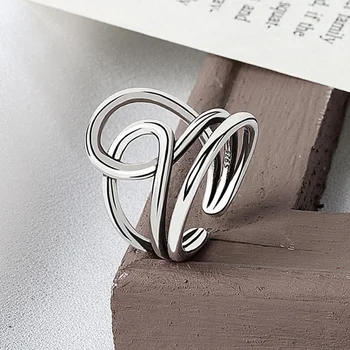 KOFSAC Occident 925 стерлинги сребърен пръстен за жени бижута модерен преувеличение линия пръстени дама реколта парти аксесоари